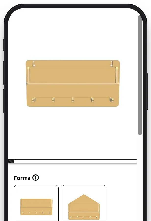 Il menu di personalizzazione come lo vede il cliente: Portachiavi: lo stesso menu da telefono, scheda Wood You su amazon.it