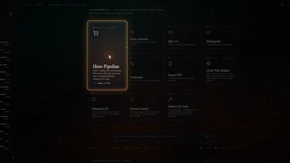 Anteprima del video WYMB: la home dell'applicativo con i dieci moduli
