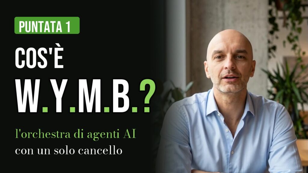 Marco Brustia al bar con la scritta: Cos'è W.Y.M.B.? Puntata 1